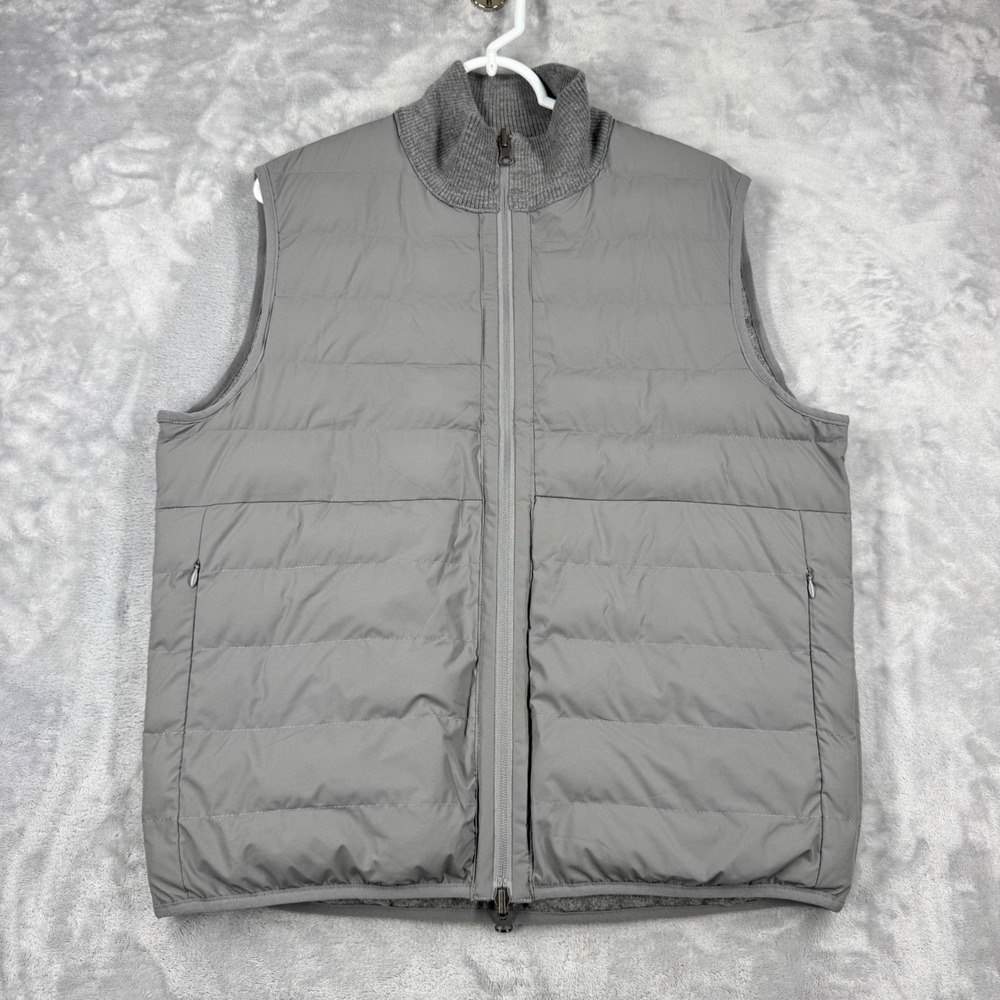 COLLARS & CO Regent Reversible Quilted Wool Vest Mens M Heathered Gray NWT